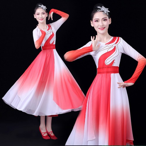 Women's chinese traditional classical modern dance dresses chorus dress opening dance dress fan dance dress costumes